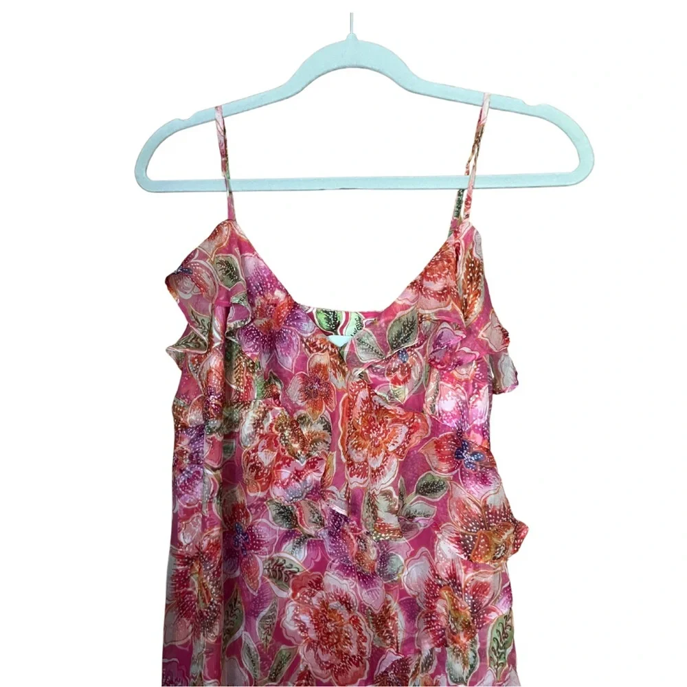 Johnny Was Jade Katella Midi Dress Fabiola Floral Pink Ruffle Dress - Picture 3 of 9